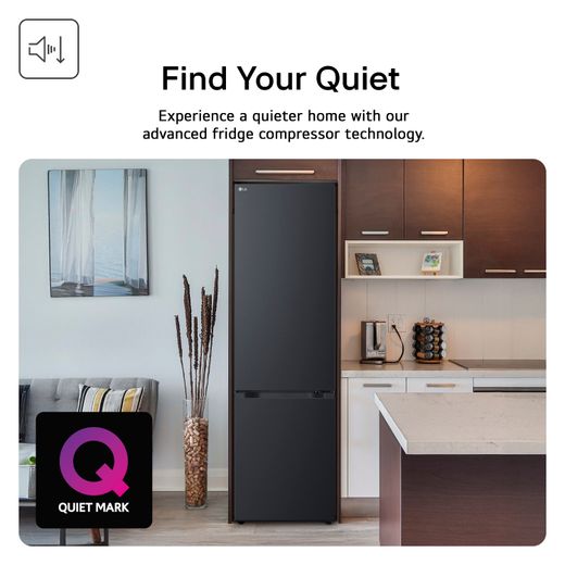 LG Fit & Max GBBW726AEV Wifi Connected 203cm 70/30 Total No Frost Fridge Freezer - Essence Black Steel - Quiet Mark
